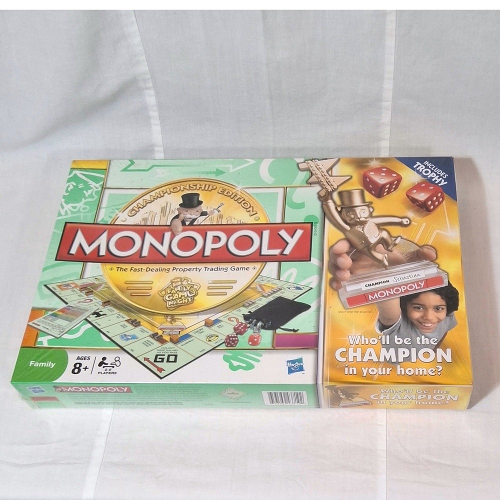 Monopoly Championship Edition Board Game Hasbro 2009 Trophy Included New Sealed